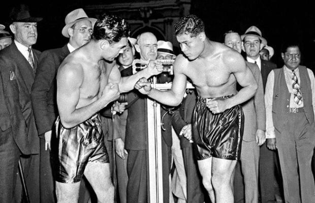 Max Schmeling, links vs. Joe Louis, rechts, 1936